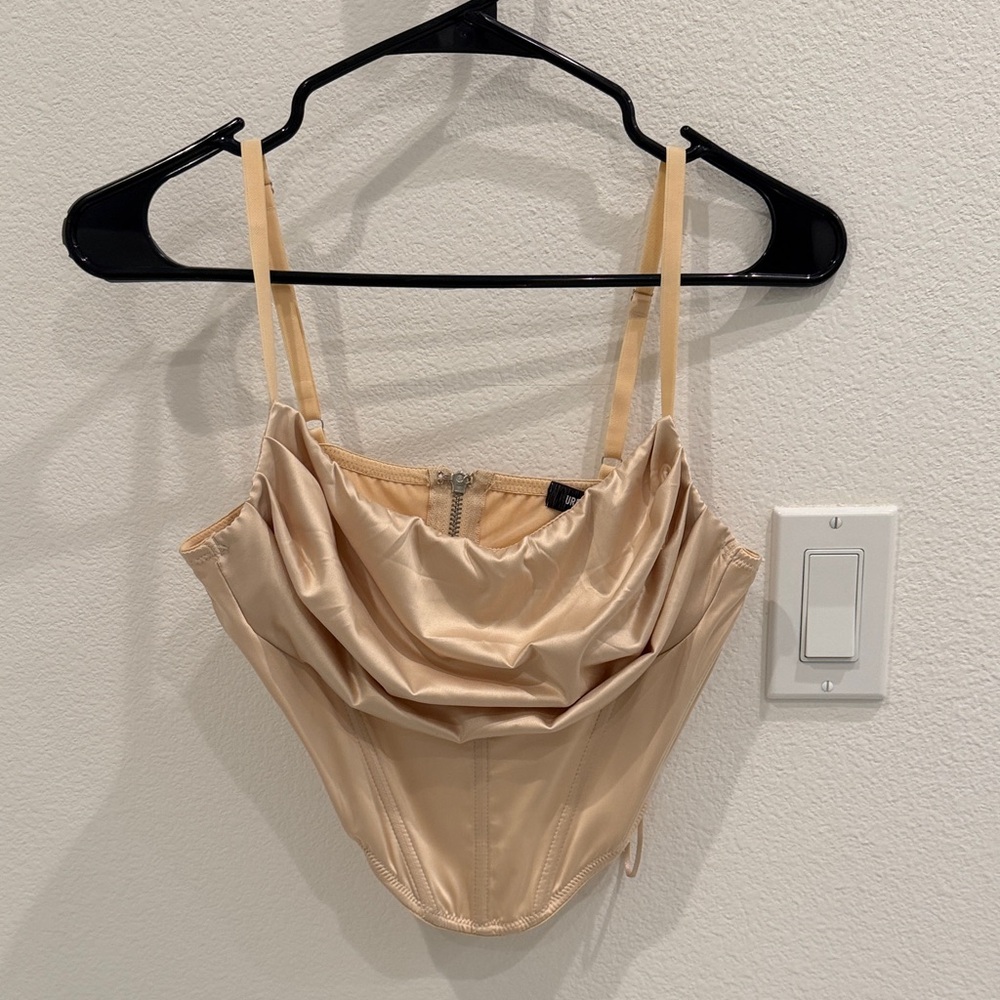 Urban Outfitters Cream Satin corset Top